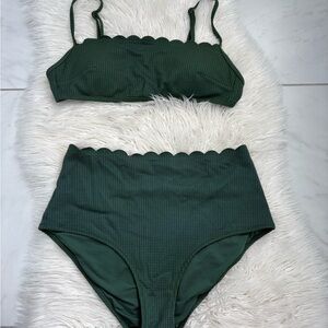 Aerie Deep Green Scalloped Bikini